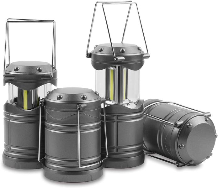 4Piece LED Camping Lantern, 3 Battery Powered Flashlight For Power Outages