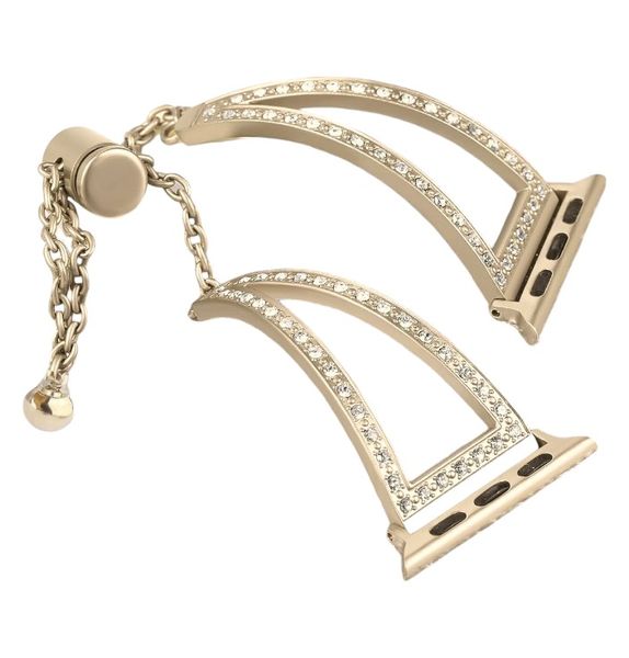 Adjustable Rhinestone Watch Strap For 38-42mm Models - Yellow Gold
