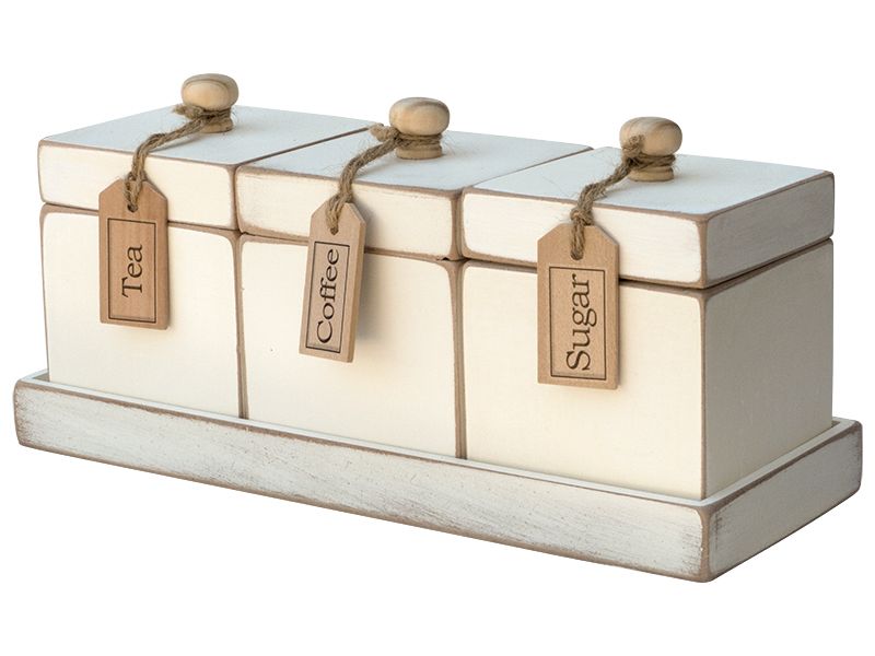 Baytiques - TCS Set Wood on Tray Cream/Tags