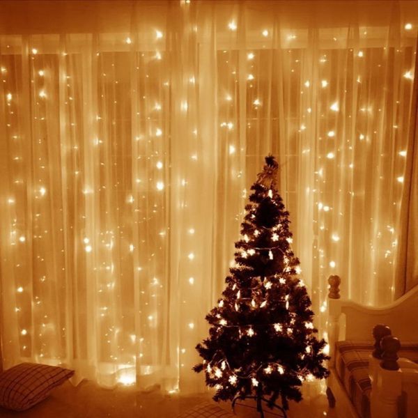 2 Pack - White Warm Christmas Curtain Hanging Fairy LED Lights