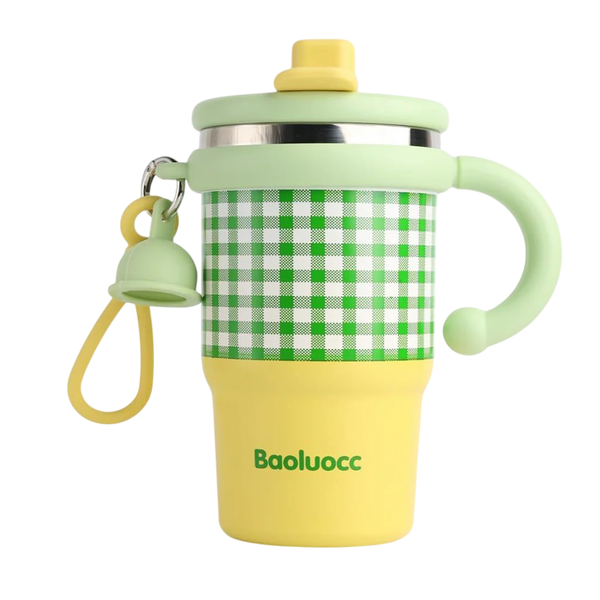 600ml Insulated Stainless Steel Tumbler with Handle &amp; Straw