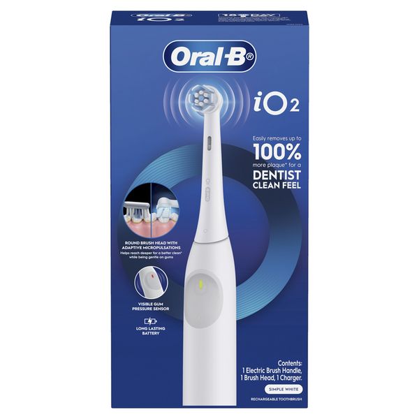 Oral-B iO Series 2, Rechargeable Electric Toothbrush, Simple White