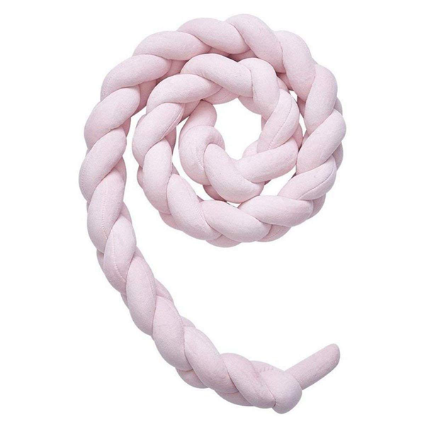 Baby Soft Braided Long Knotted Bumper Breathable Pillow For Bedding - Pink