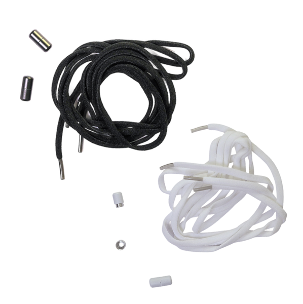 Two Pairs Black And White Flexible No-Tie Shoelaces - Slip-On Shoe Upgrade