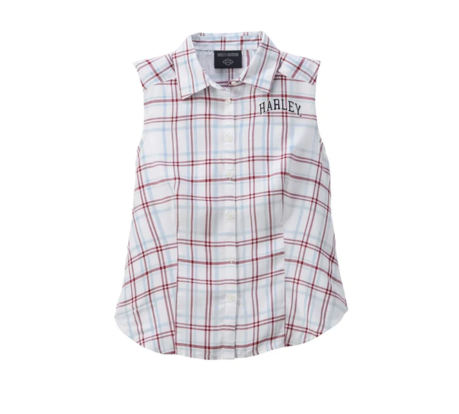 Women's Faith Sleeveless Plaid Shirt - YD Plaid - Bright White