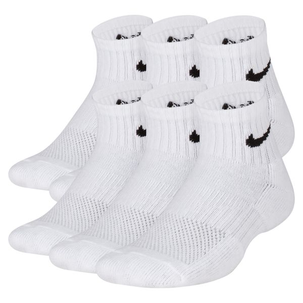 Nike Kids' Everyday Cushioned Ankle Socks - 6 Pairs - White/Black