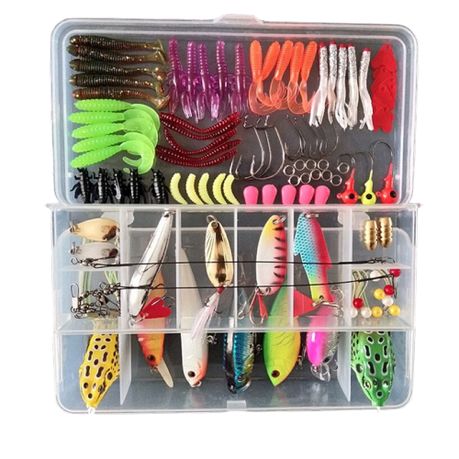 Camping Bass Fishing Tackle Box, Lures & Accessories Set of 110