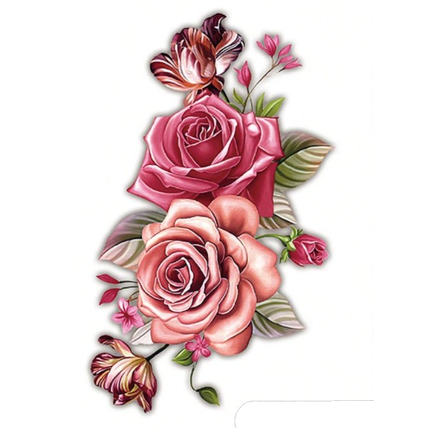 1 Piece Rose Floral Design Temporary Tattoo Sticker - Multicolor