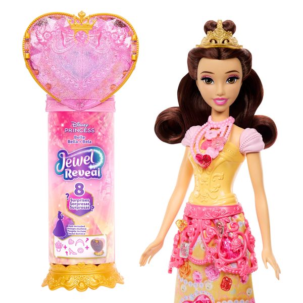 Disney Princess Jewel Reveal Belle Fashion Doll w/ 8 Surprises