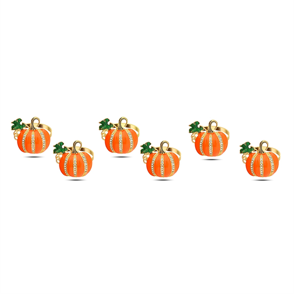 6Pcs Thanksgiving Napkin Ring Halloween Pumpkin Napkin Holders