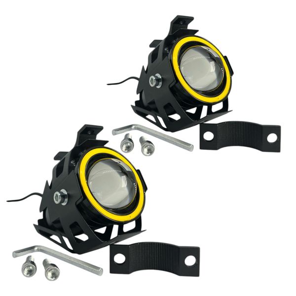 2 x Motorcycle Angel Eye Spotlights, 15W, 3000LM, 3-Mode Beam, Waterproof