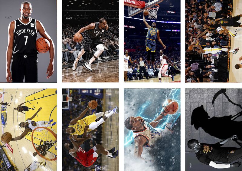 8 Pieces NBA Kevin Durant Posters Frameless 11.5x16.5 Inch