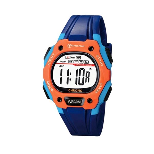 Digital Water Resistant Kid Blue And Orange Sports Watch For Boys