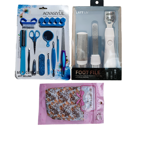 Manicure Set . Women And Men Feet Care Set. Women's Bath Cap.