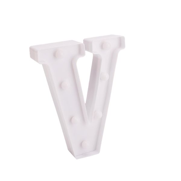 White Plastic Wall Mount 22 cm LED Letter V