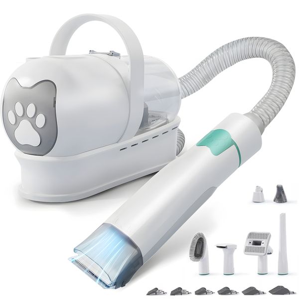 Pet Grooming Vacuum, Hair Vacuum with 6 Pet Grooming Tools for Dogs Cats