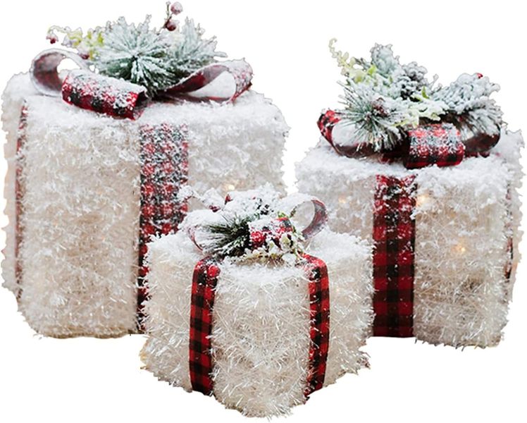 Gift Boxes 3 Pcs Light Up Decorations
