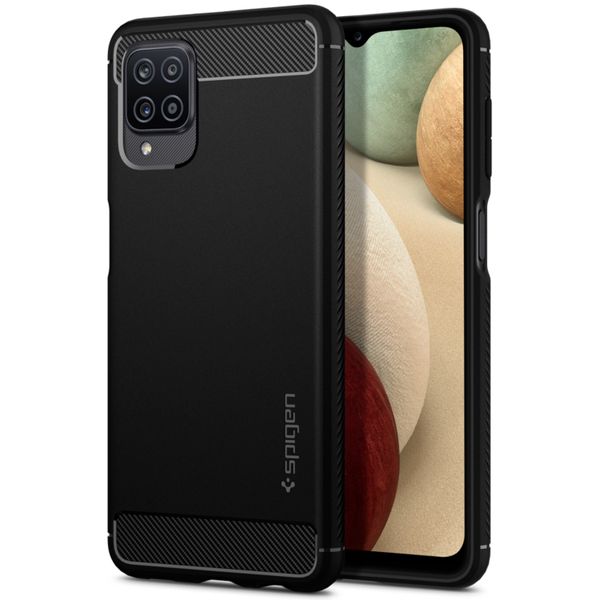 Spigen Rugged Armor Cover - Matte Black For Samsung Galaxy A12