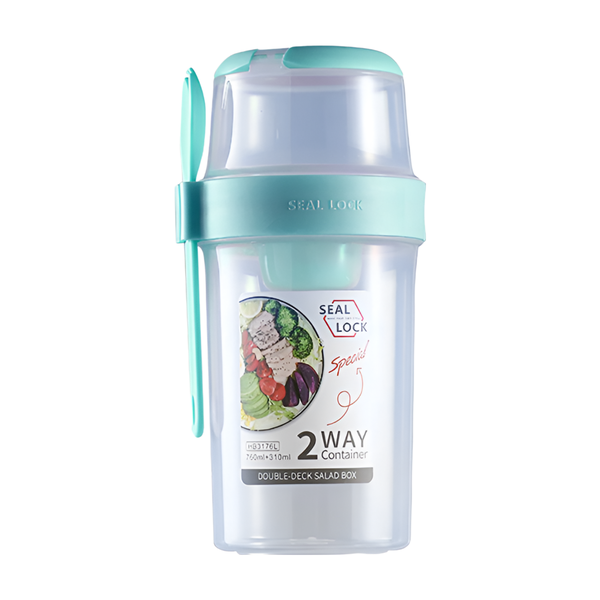 760ml + 310ml Double Deck Fresh-Keeping Salad Container With Fork