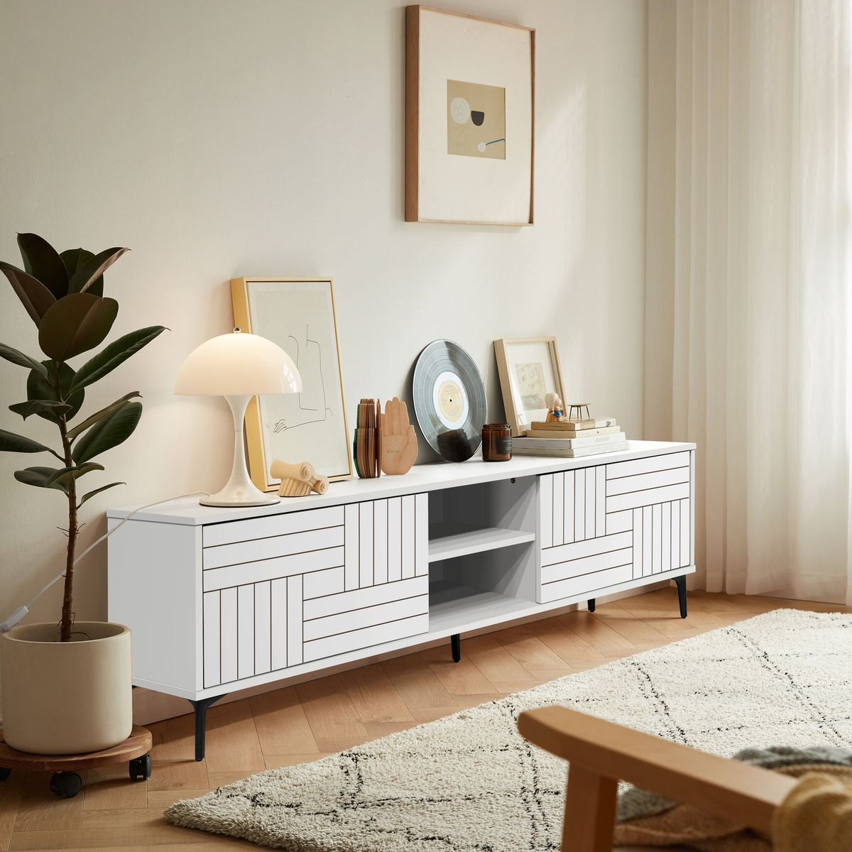 Leandra TV Stand White 160cm | Shop Today. Get it Tomorrow