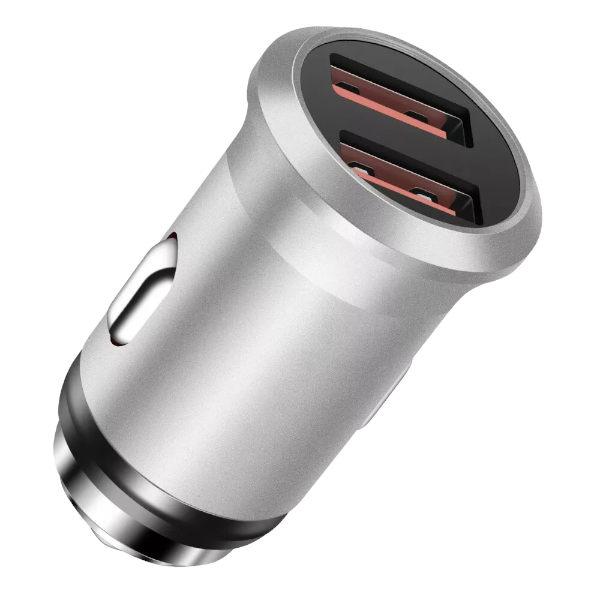 Allison -ALS-A100-Universal Dual USB Port Fast Charging Car Charger -Silver