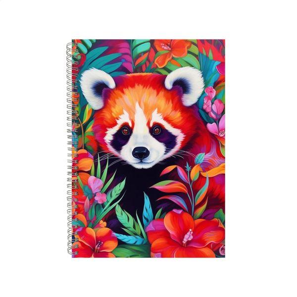 Red Panda Red Hibiscus Orchids Neon Notebook Gift Idea A4 Notepad Pad 75