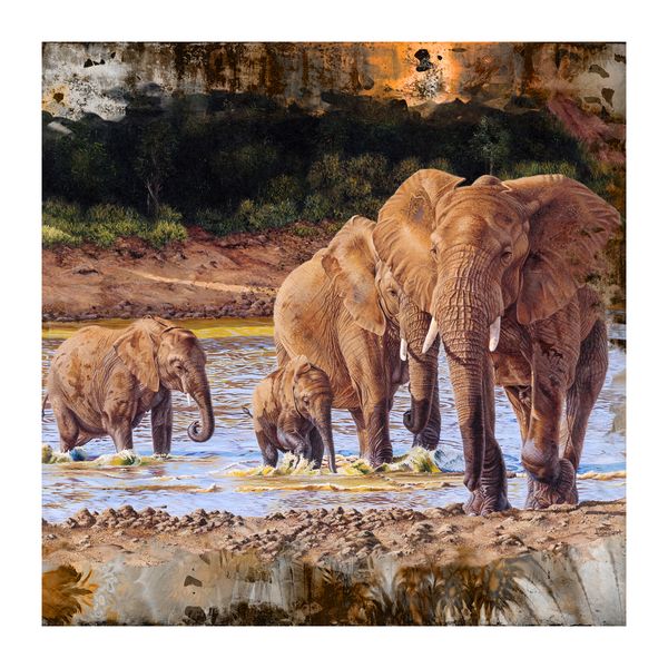 Elephants Square Tablecloth By Delene Lambert