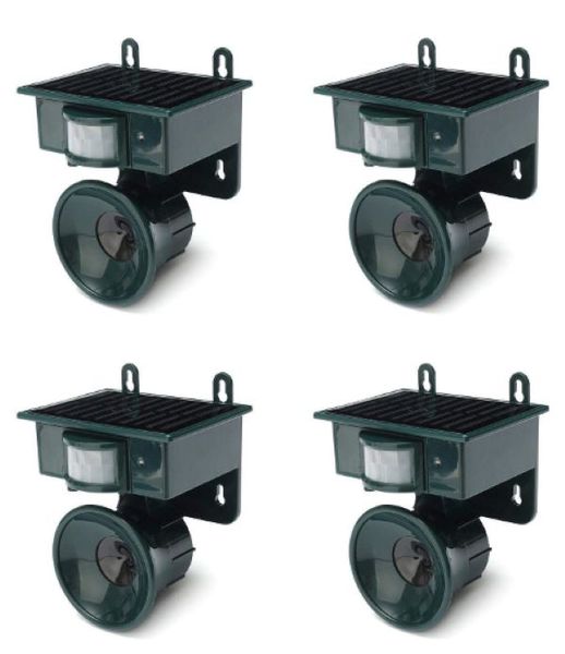 4 PCS Solar Powered Ultrasonic Animal Repeller With Motion Detector