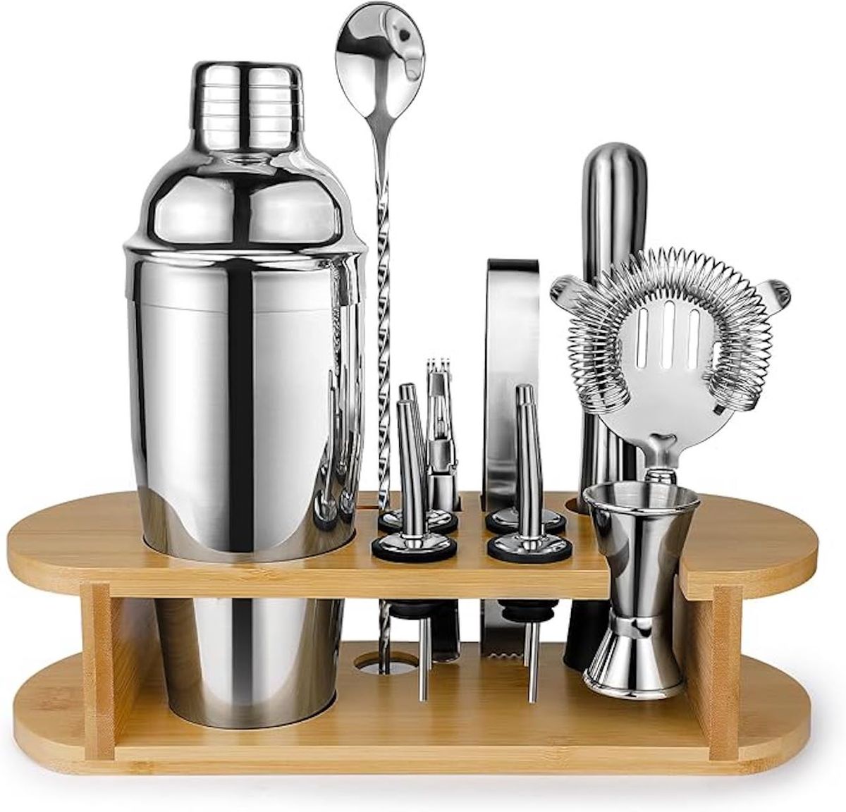 Stainless Steel Cocktail Shaker, Bottle Opener, Bartender 12 Piece Set