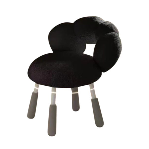 Petal-Shaped Lambswool Vanity Stool - Armless Backrest for Bedroom FU6808