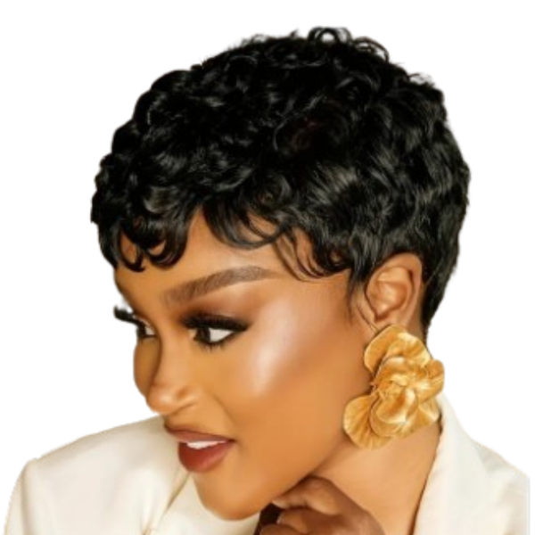 Prestyled Black Pixie Wig.