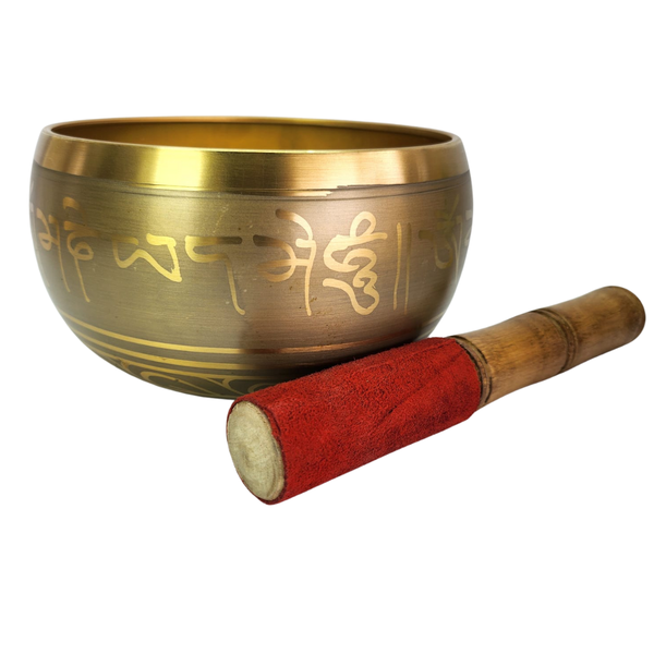 14cm Brass Artisan Buddha Singing Bowl with Mallet
