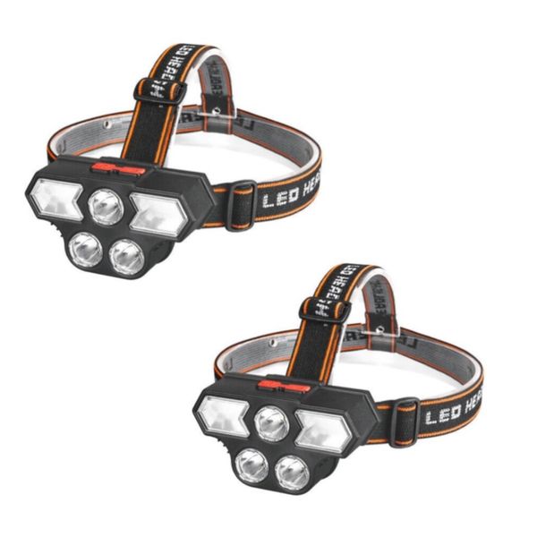 Pack of Two - USB Rechargeable 4 Lighting Modes 800mah LED Headlamp 11LED