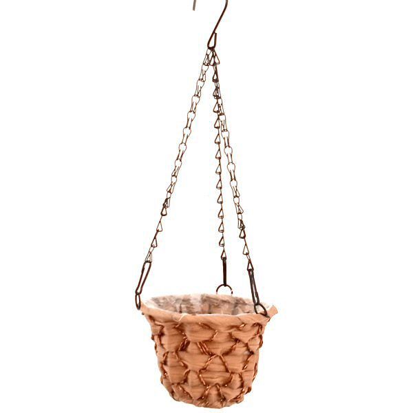 PH Garden - Hanging PP Plastic Woven Basket 15cm Light Brown