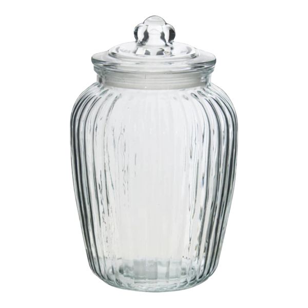 Ribbed Glass Jar with Lid - 24 x 15cm - 2.4Lt