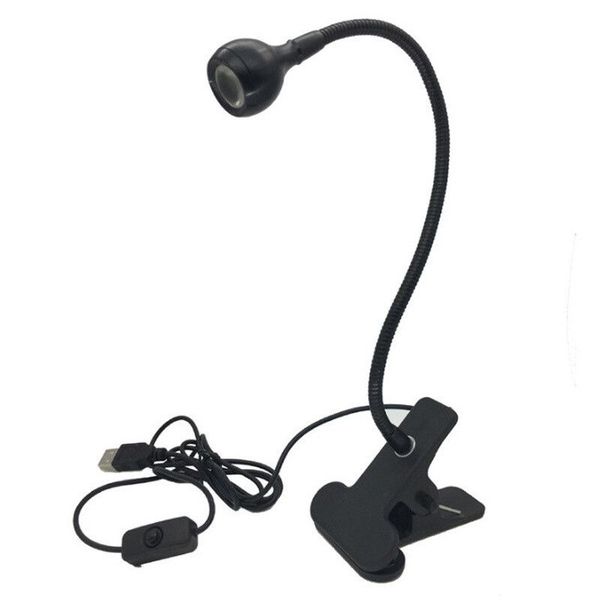 Long Neck Mini Finger Nail Lamp with Table Clip 5W - Black