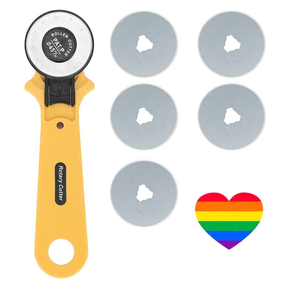 Craft Tools Hand Held Rotary Cutter with 5 Blades & Heart Sticker 28mm