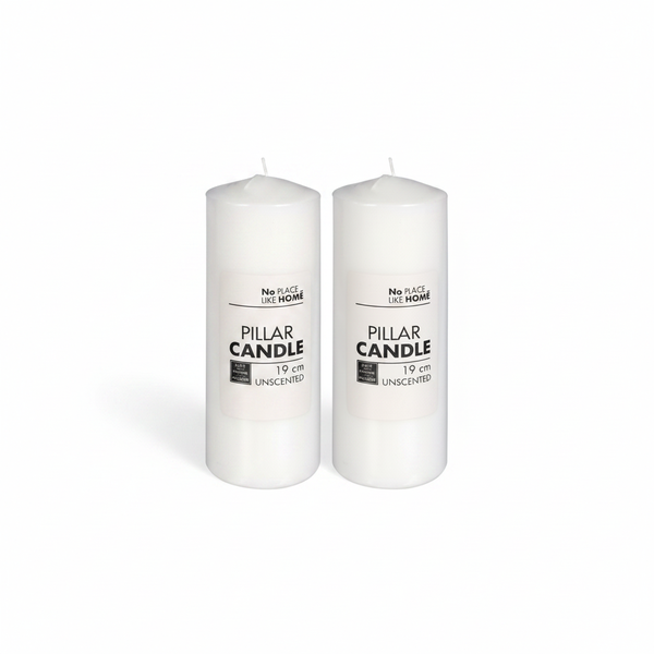 No Place Like Home White Unscented Pillar Candle 19x7cm - 2 Pack