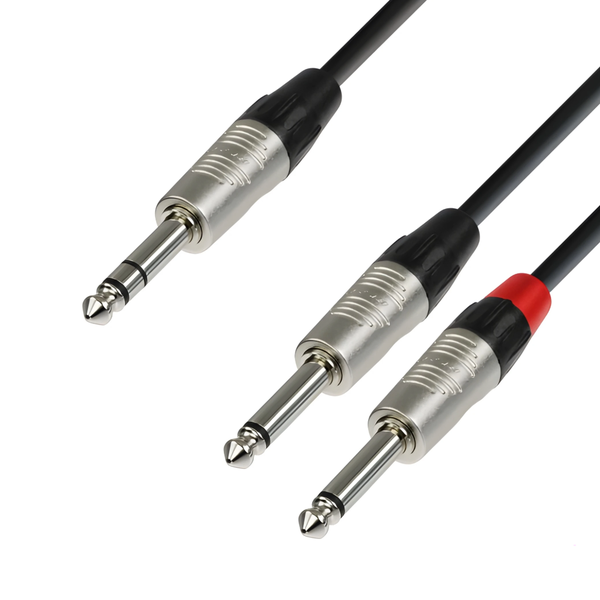 Adam Hall K4YVPP0300 6.3 mm Stereo to 2×6.3 mm Mono Y-Cable - 3 m