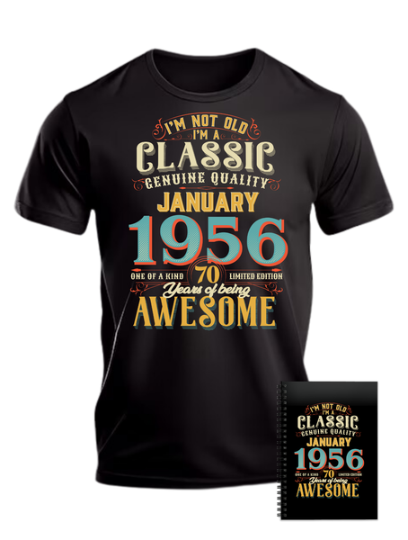 70 Years Old Born in January 1956 Birthday Gift T-shirt