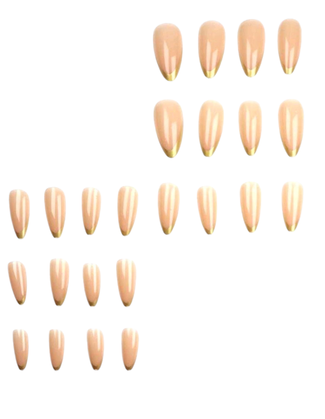 24 Pieces Glossy Pink &amp; Golden French Tip Press-On Nails