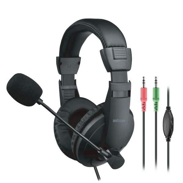 Astrum HS125 Over-Ear Wired Stereo Headset With Flex Mic