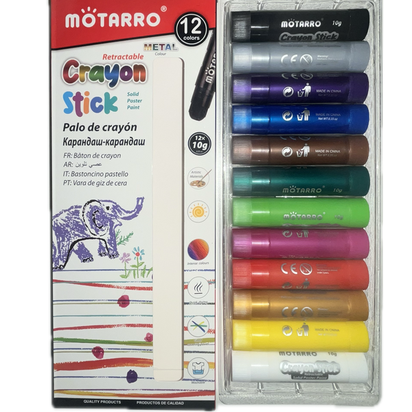 12 Colours Premium Retractable Crayon Stick - Arts&amp;Crafts - Rolling Crayons