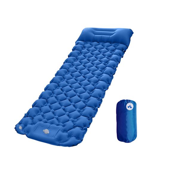 Inflatable Double Camping Mat Sleeping Pad with Foot Pump &amp; Pillow