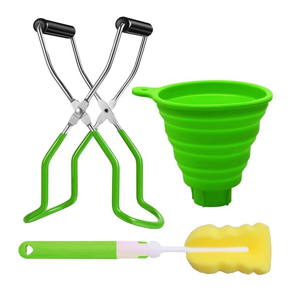 Stainless Steel Canning Jar Lifter Kit with Grip Handles - 3-Piece