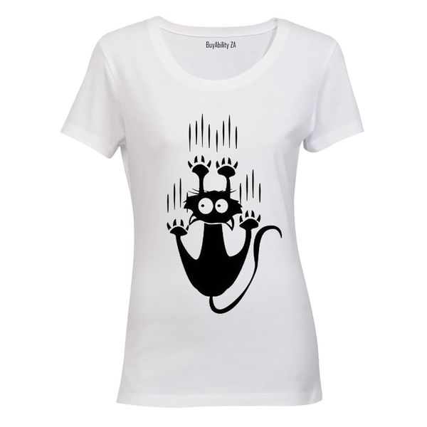 Hang On Cat! - Ladies - T-Shirt - White