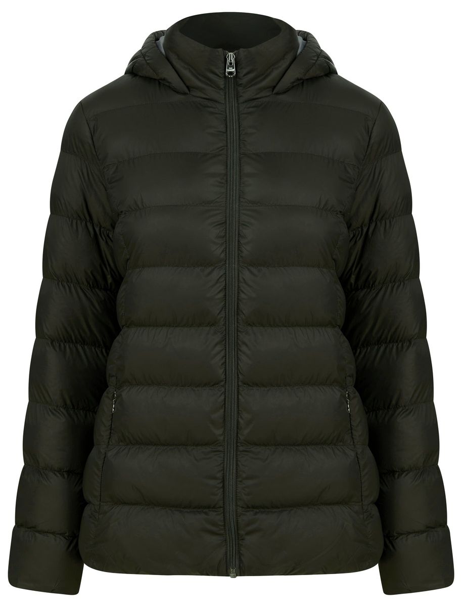Tokyo Laundry Ladies - Markle Quilted Hooded Puffer Jacket in Khaki ...