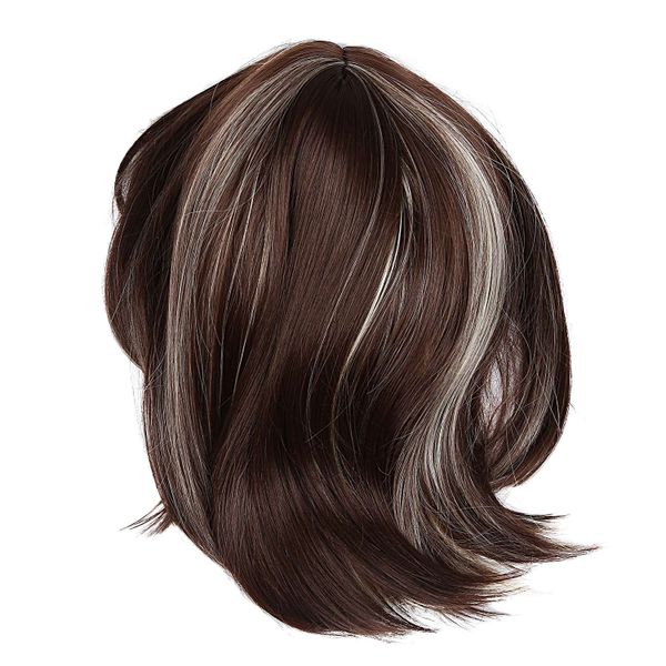 Women Cosplay Wig Medium Haired Girls Medium Long Hair with Mixed Gold