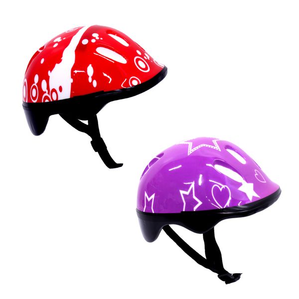 2 x Helmets For Scooter/Bicycle - Protective Headgear - Kiddies - Red &amp; Purple