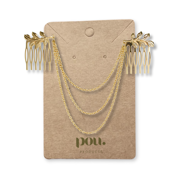 POU Ladies Roman Hair Chain Tassel &amp; Leaf Clips Accessories